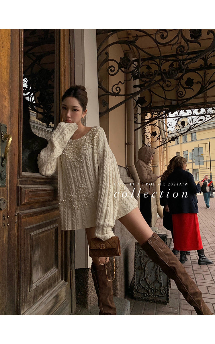 Pearl Knit Sweater Dress