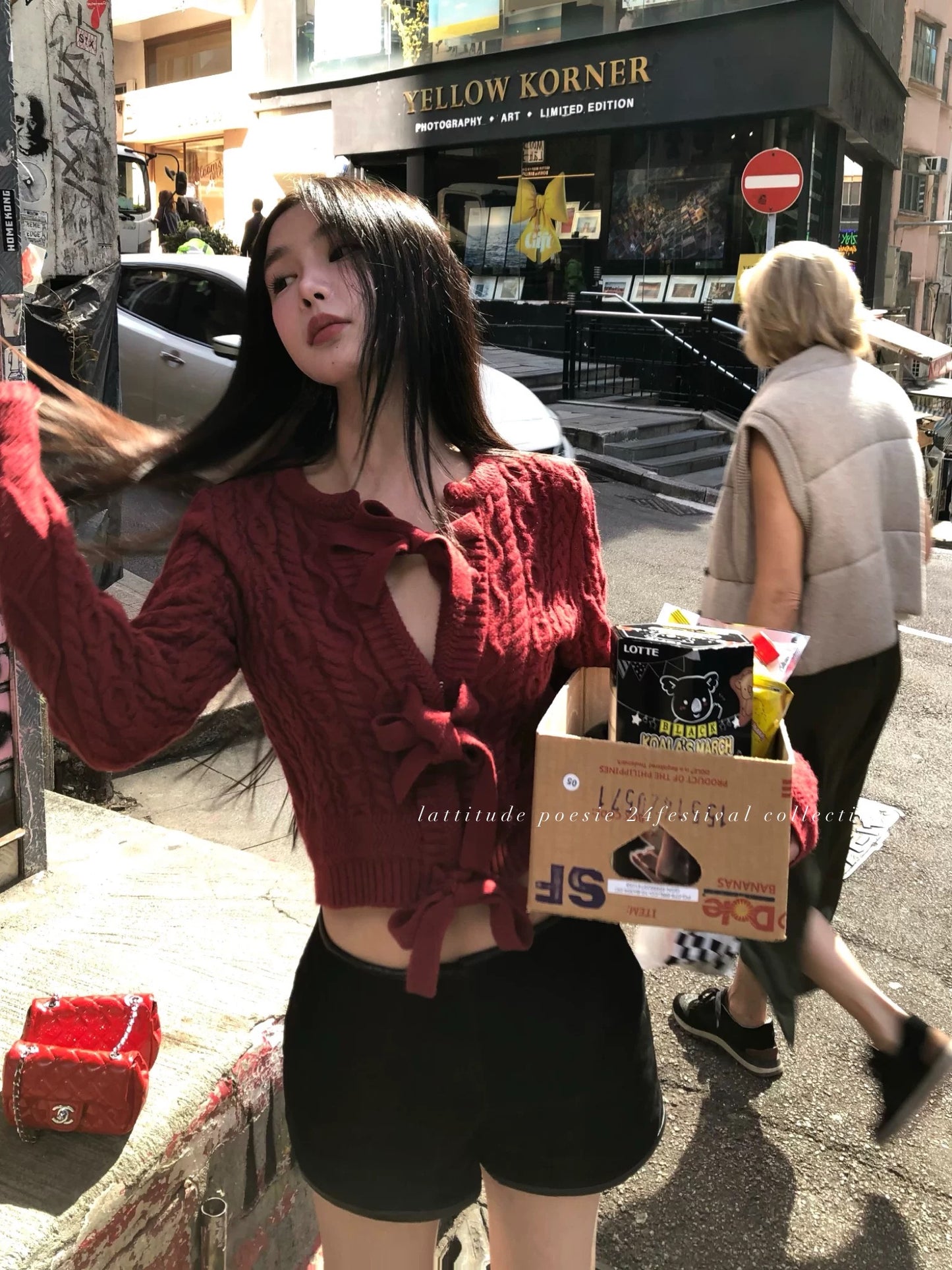 Dark Red Bow Sweater